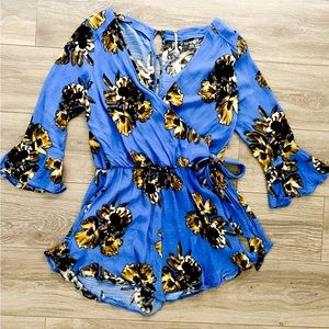 Free People Floral Blue Romper-M